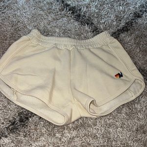 Aviator Nation Velvet Stripe Jogger Shorts - Vintage White